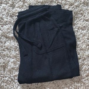 Black Ribbed Capri Joggers